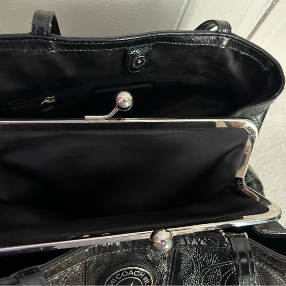 COACH Glossy Logo Satchel Handbag - Picture 9 of 12